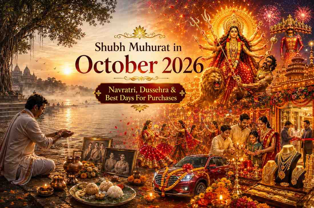 Shubh Muhurat In October 2026 — Navratri, Dussehra & Best Days For Purchases