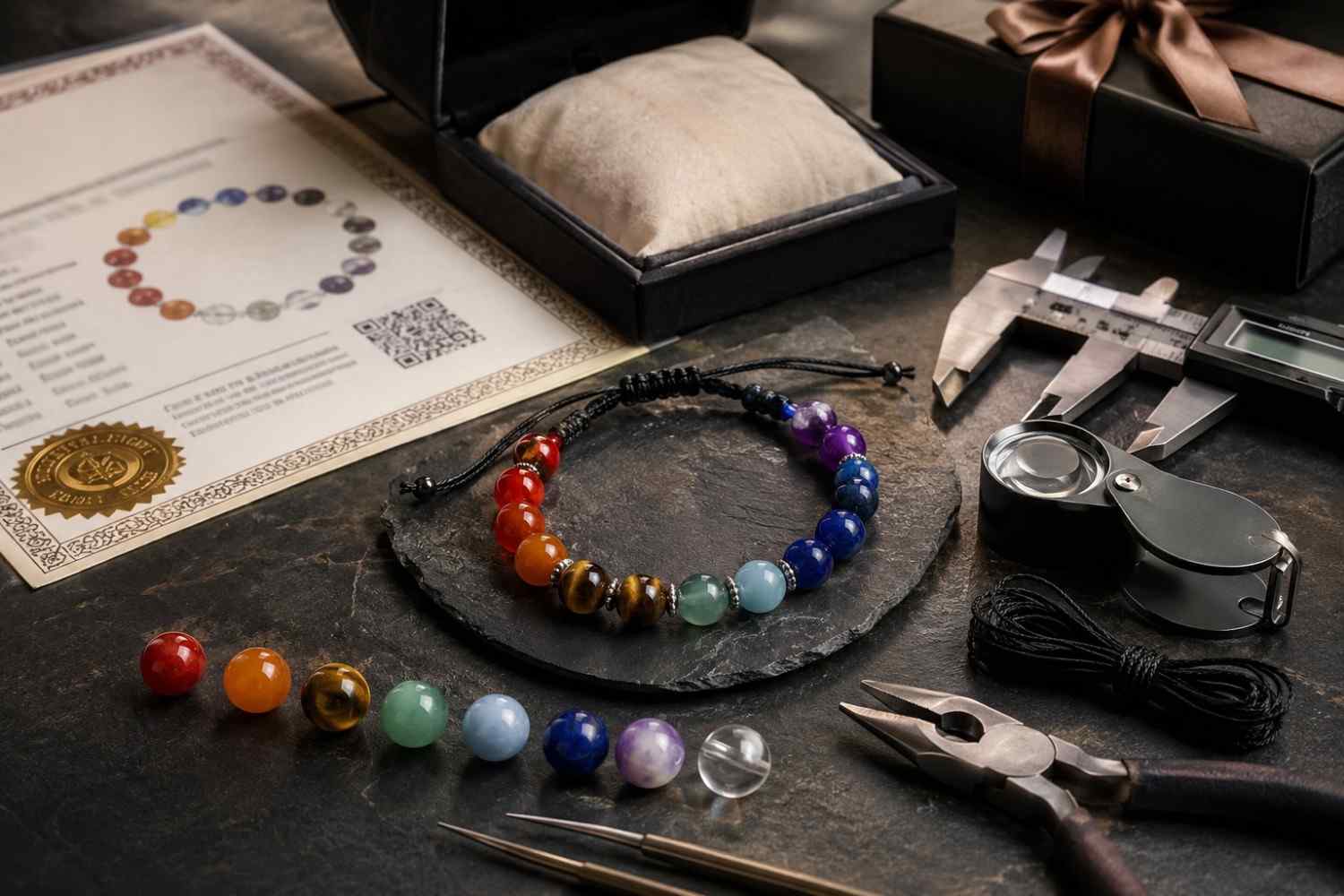 Real vs fake 7 chakra bracelet comparison