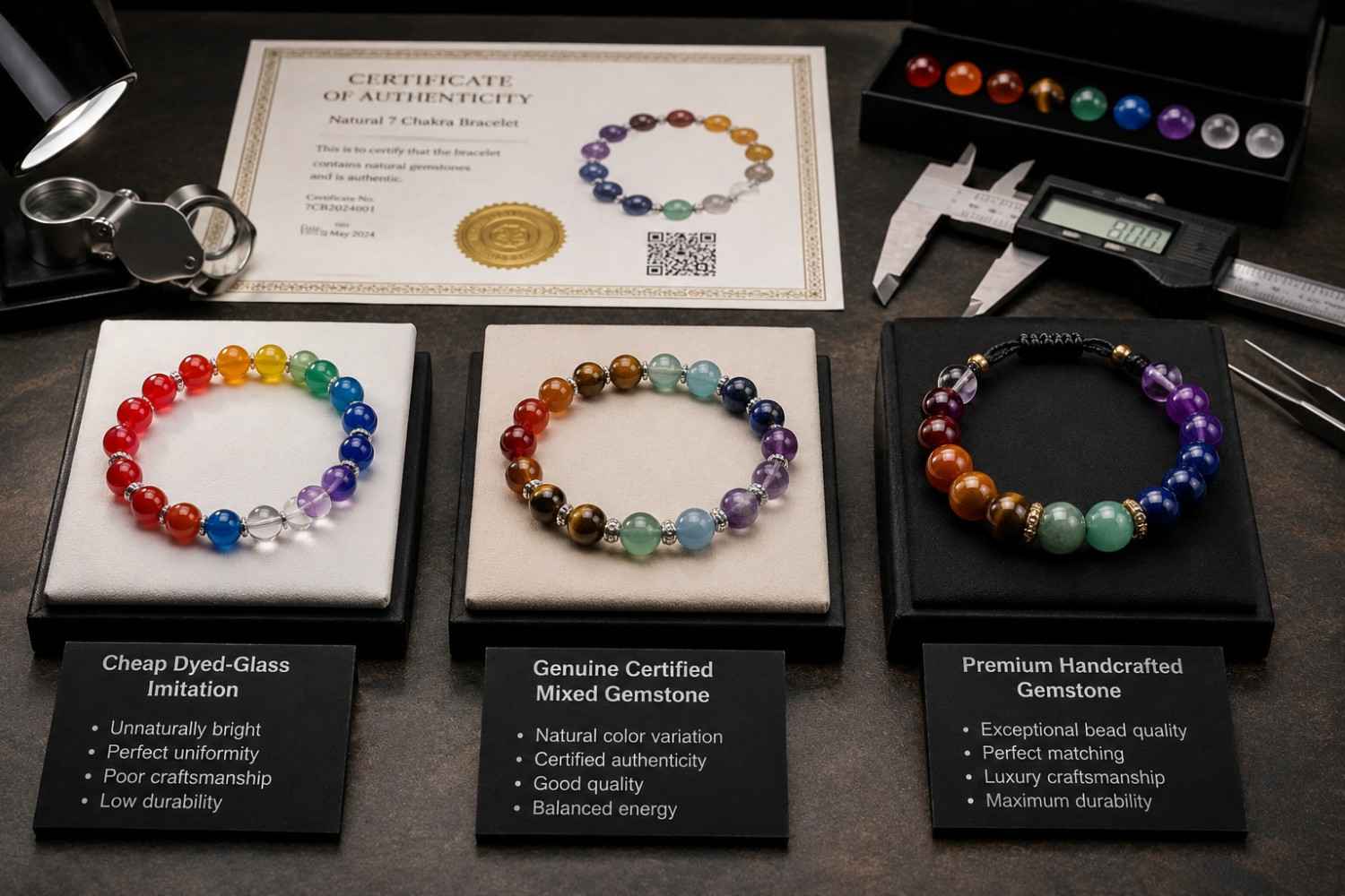 Authentic seven chakra gemstone bracelet
