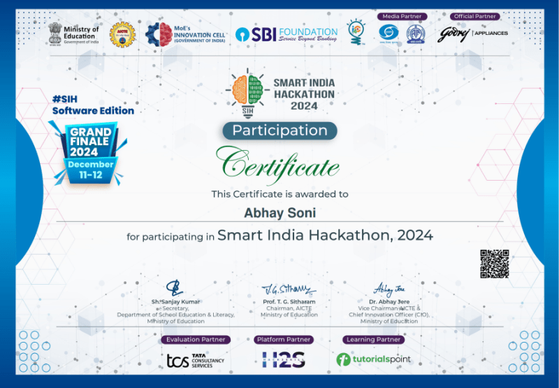 Smart India Hackathon — Finalist