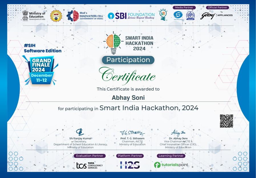 Smart India Hackathon — Finalist