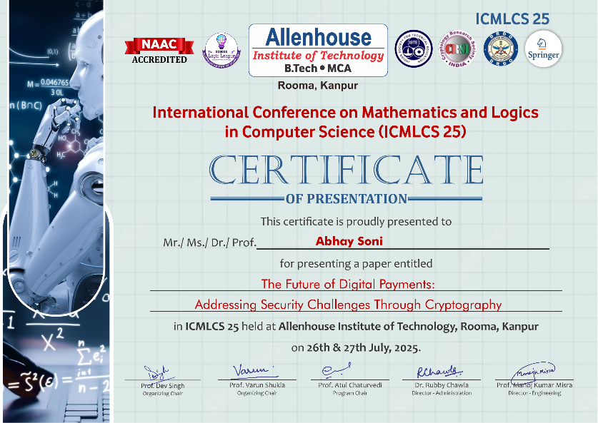 Paper Acceptance Certificate