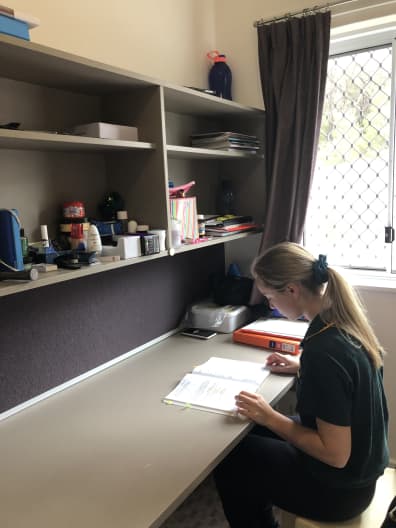 pic of student sitting at desk, reading