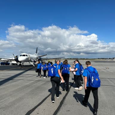 Boarding the plane in Perth