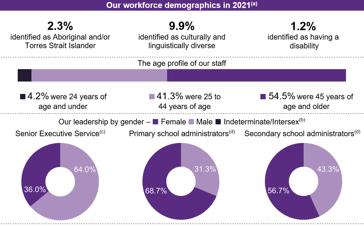 Infographics page displaying the demographic information in the table that follows.