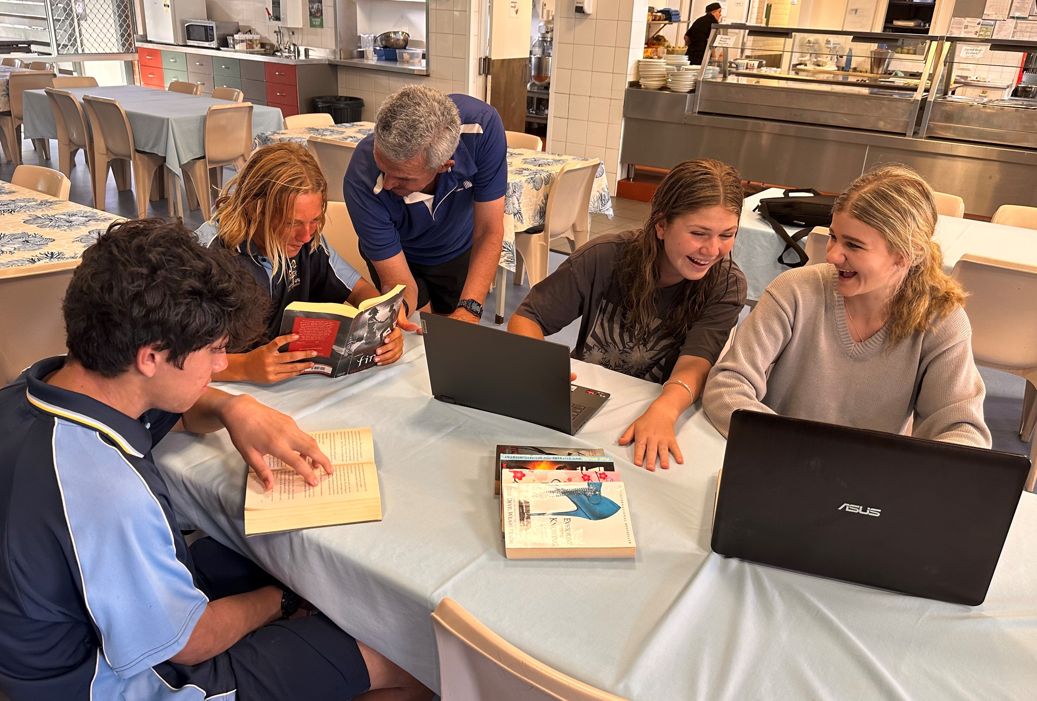 Students working on laptops