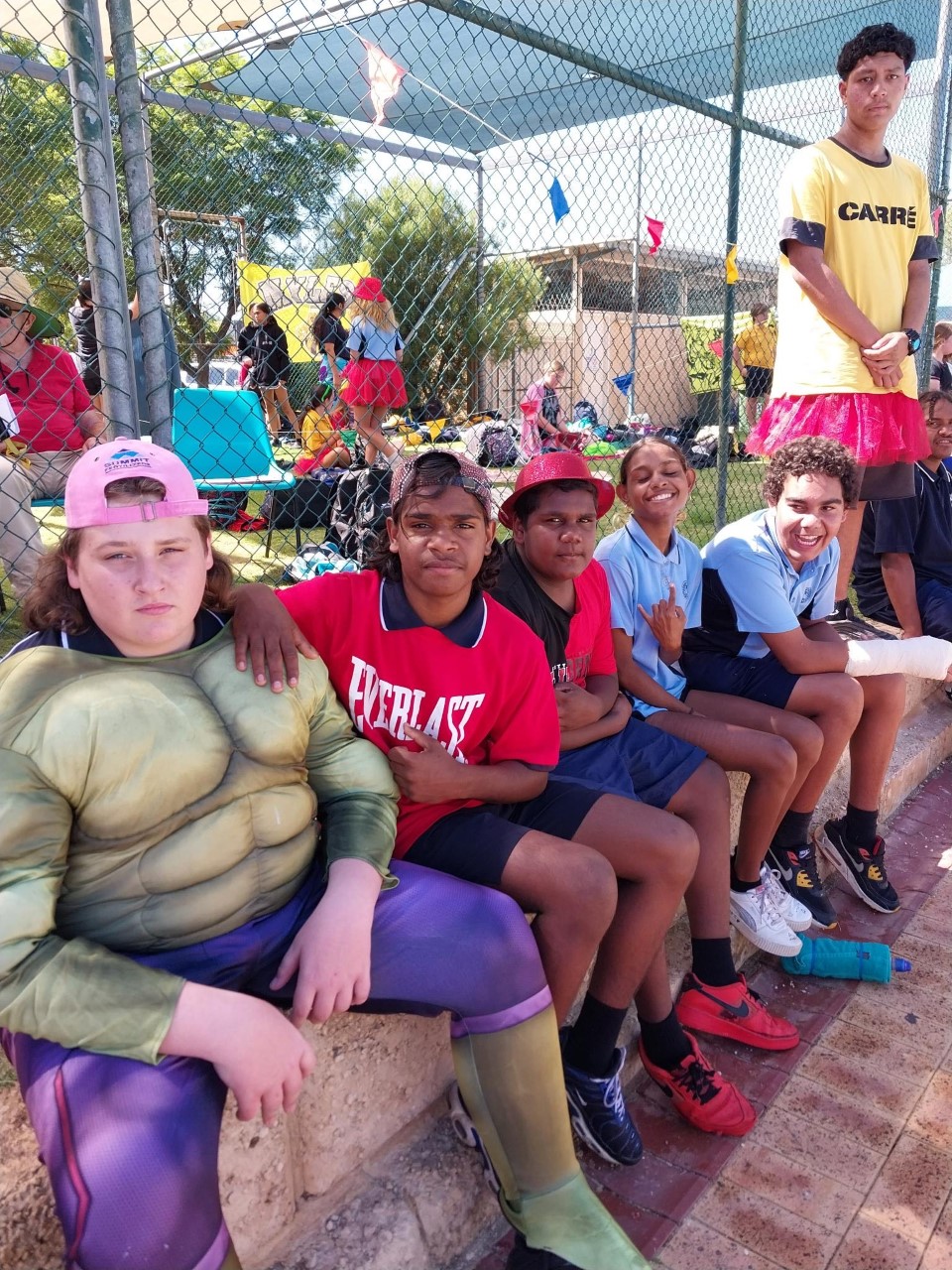 students at the local pool