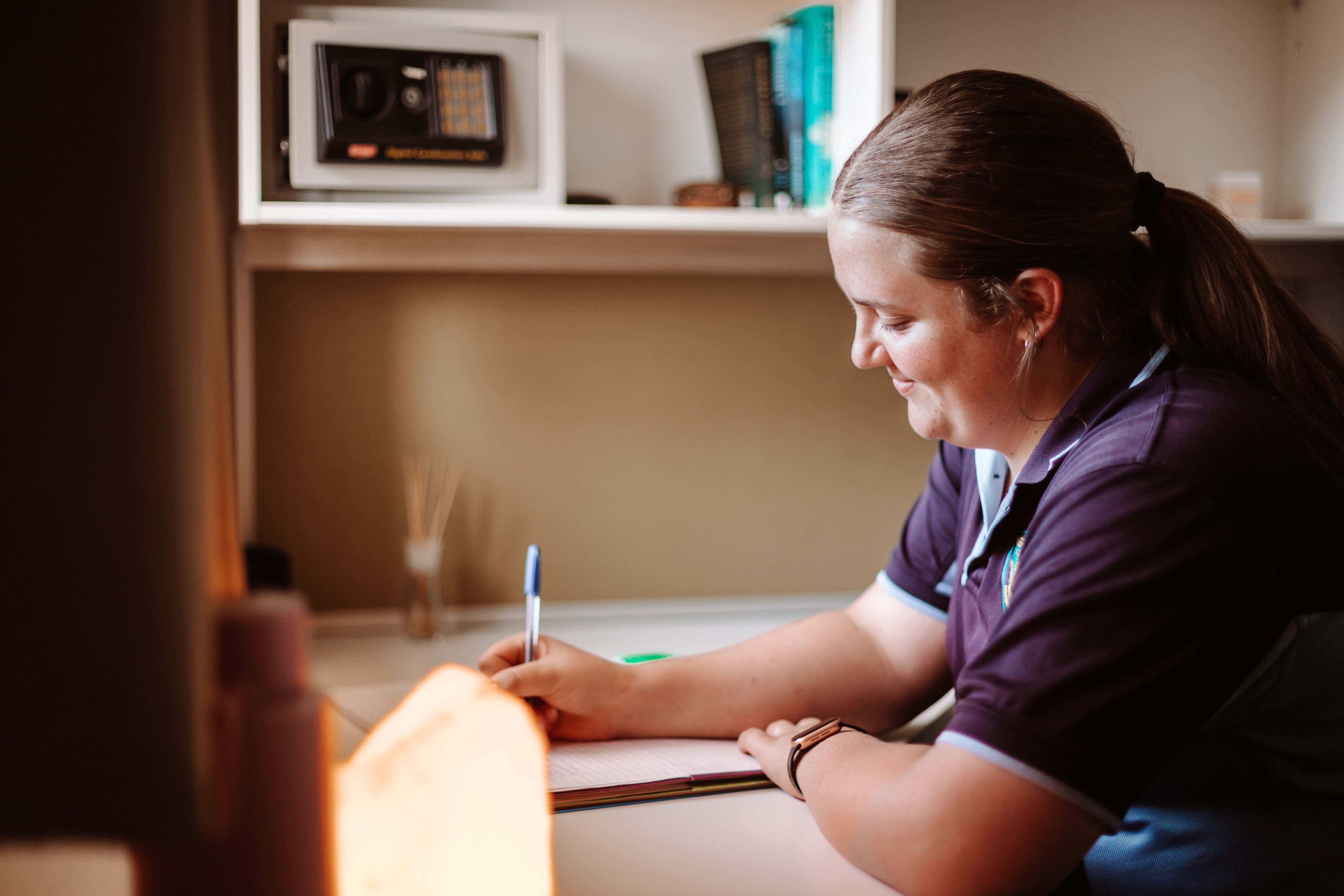 pic of Merredin residential college boarder studying at desk