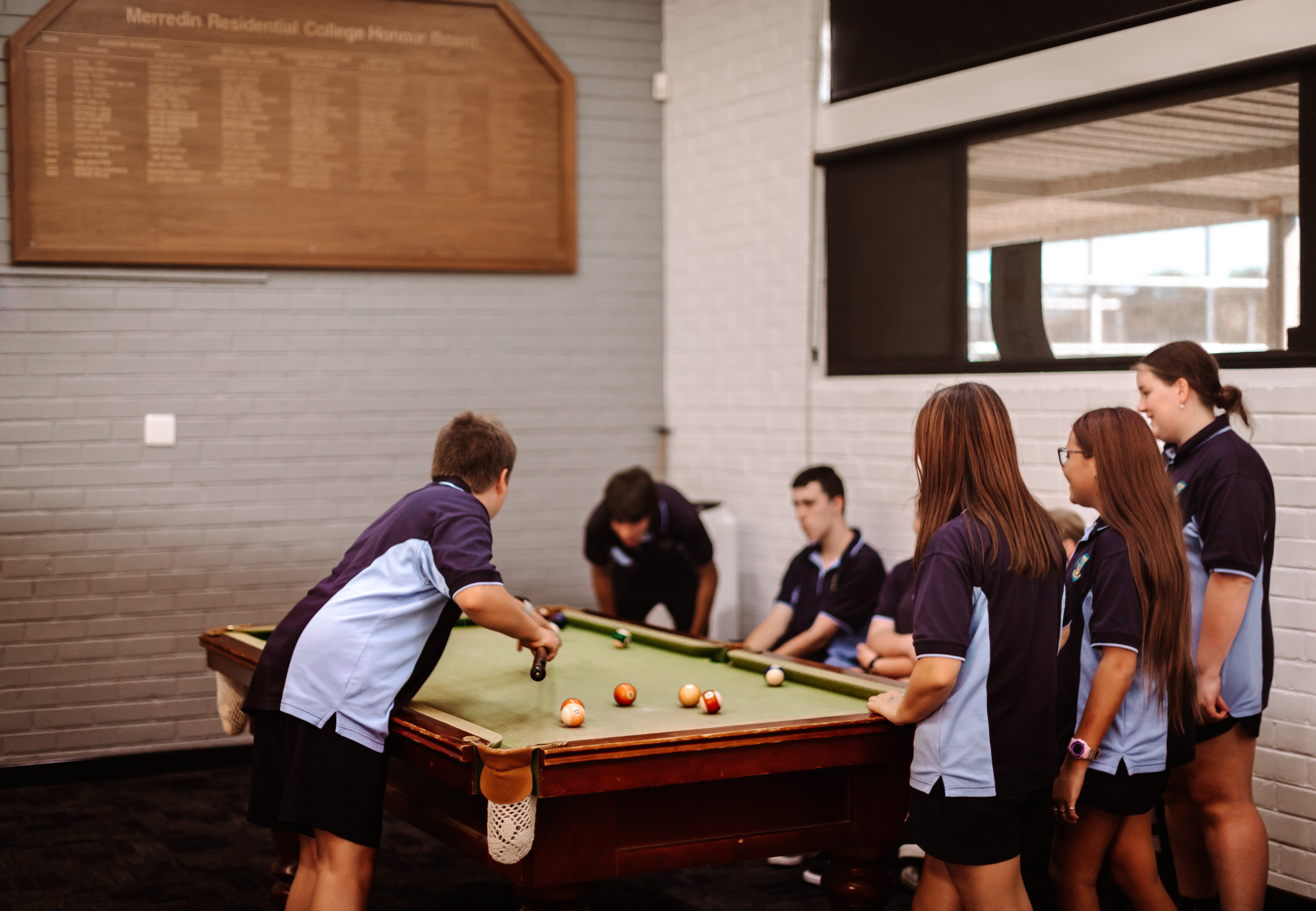 pic of Merredin residential college boarders playing pool