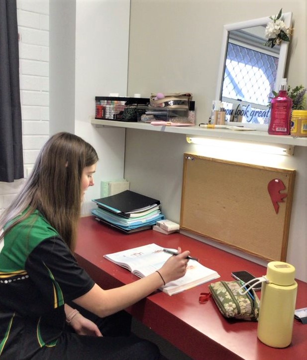 Narrogin Residential College boarder studying at desk