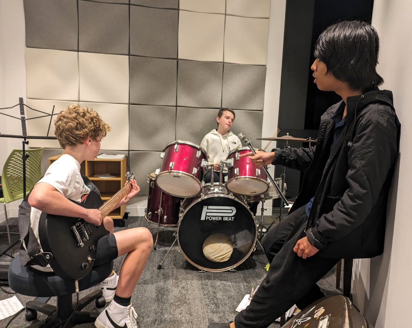 City Beach Residential College boarders having a jam in the college soundproof music rooms