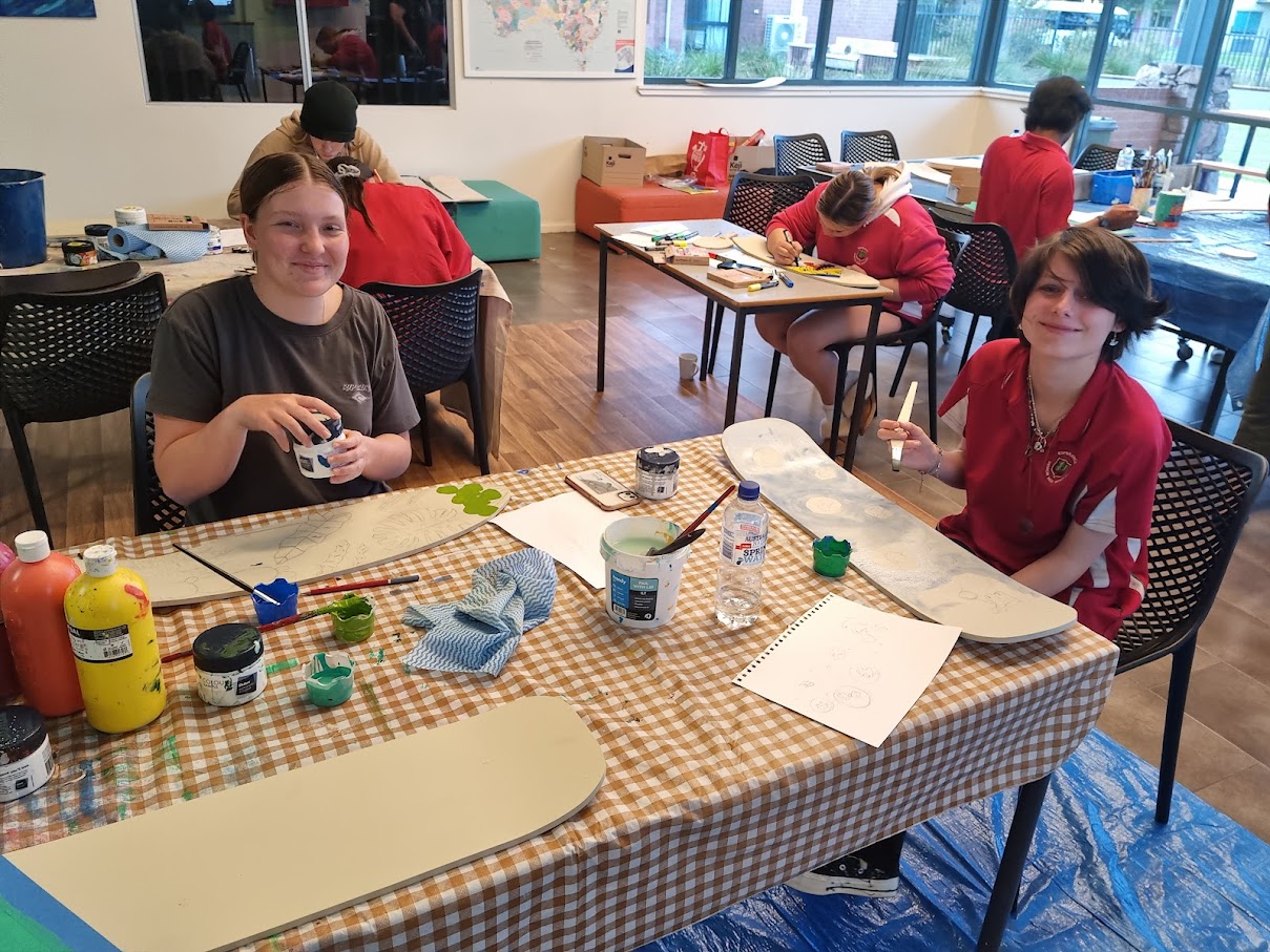 Painting activity for boarders at Esperance Residential College