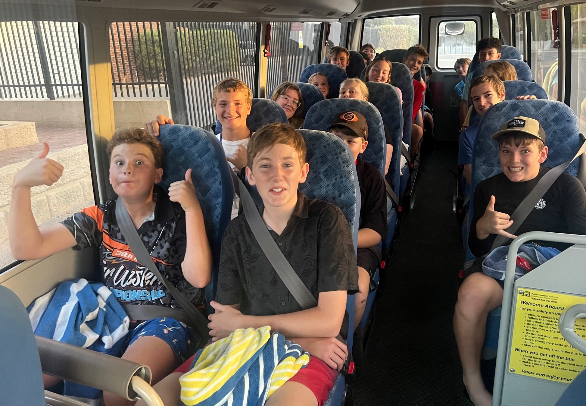 Geraldton Residential College boarders on the bus