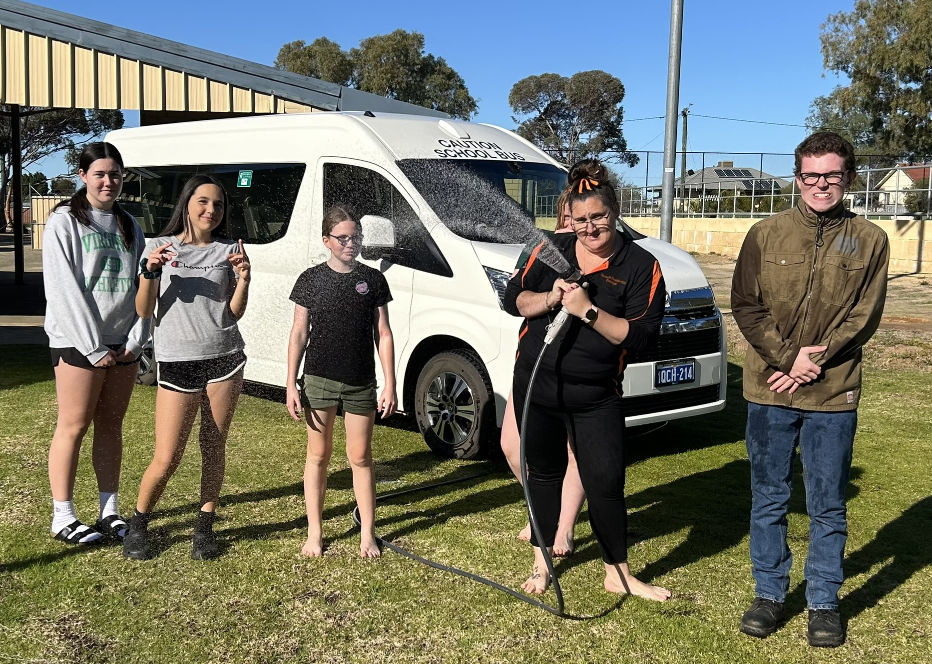 Merredin Residential College boarders are driven on the college bus to their activities