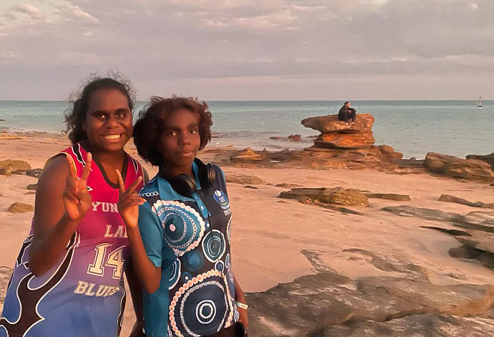 Broome Residential College boarders enjoying a beach sunset