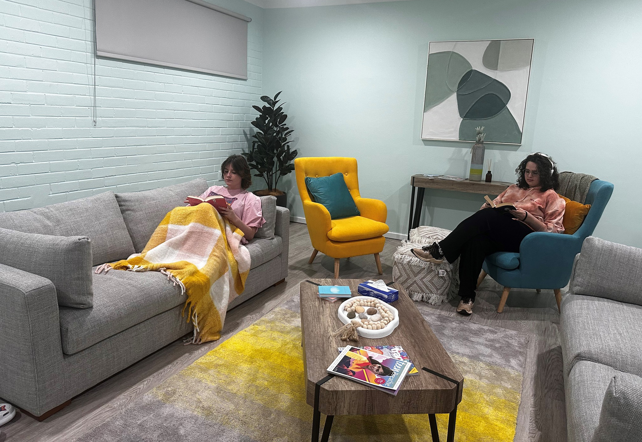 Geraldton Residential College boarders enjoying the newly decorated wellness room.