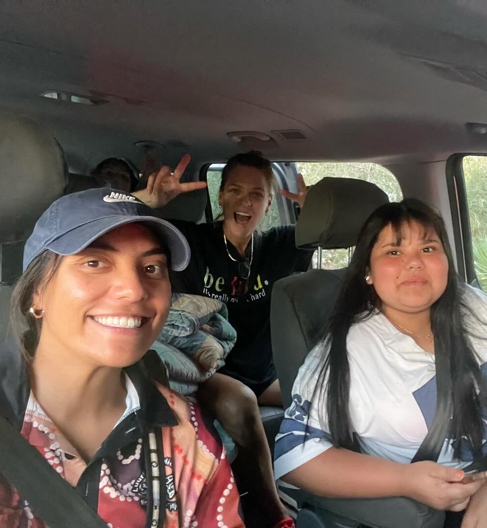 Fun in the college bus at Broome Residential College