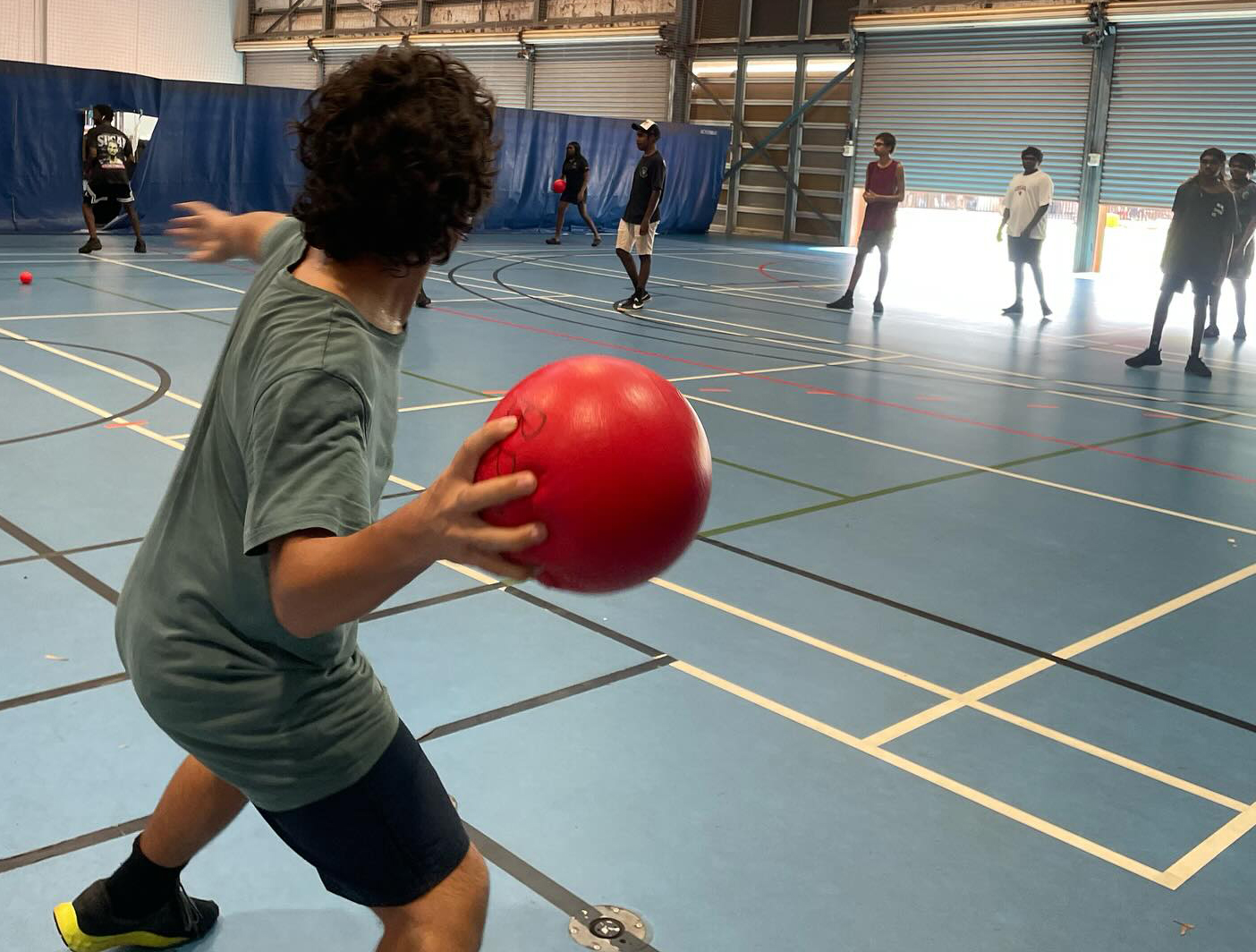 Playing dodgeball at Broome Residential College