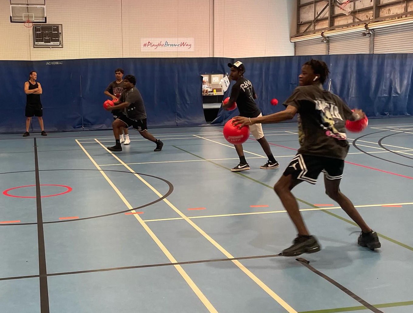 Boarders from Broome Residential College playing dodgeball