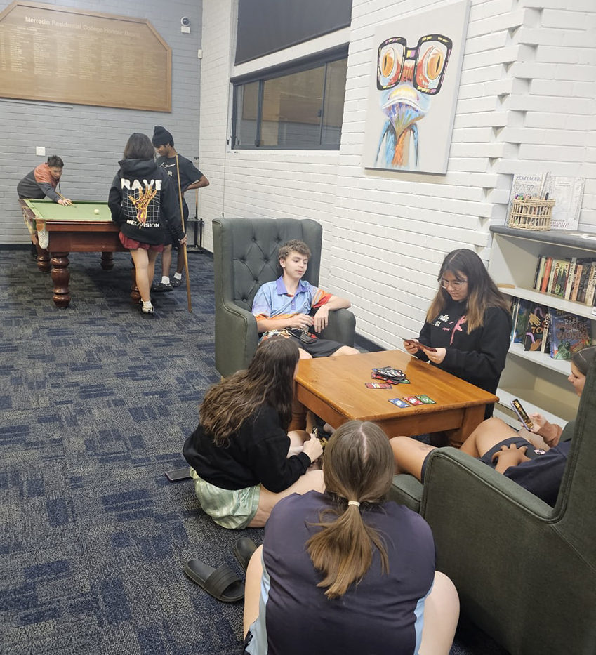 Merredin Residential College boarders in the college rec room.
