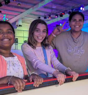 City Beach Residential College boarders at the rollerskating rink
