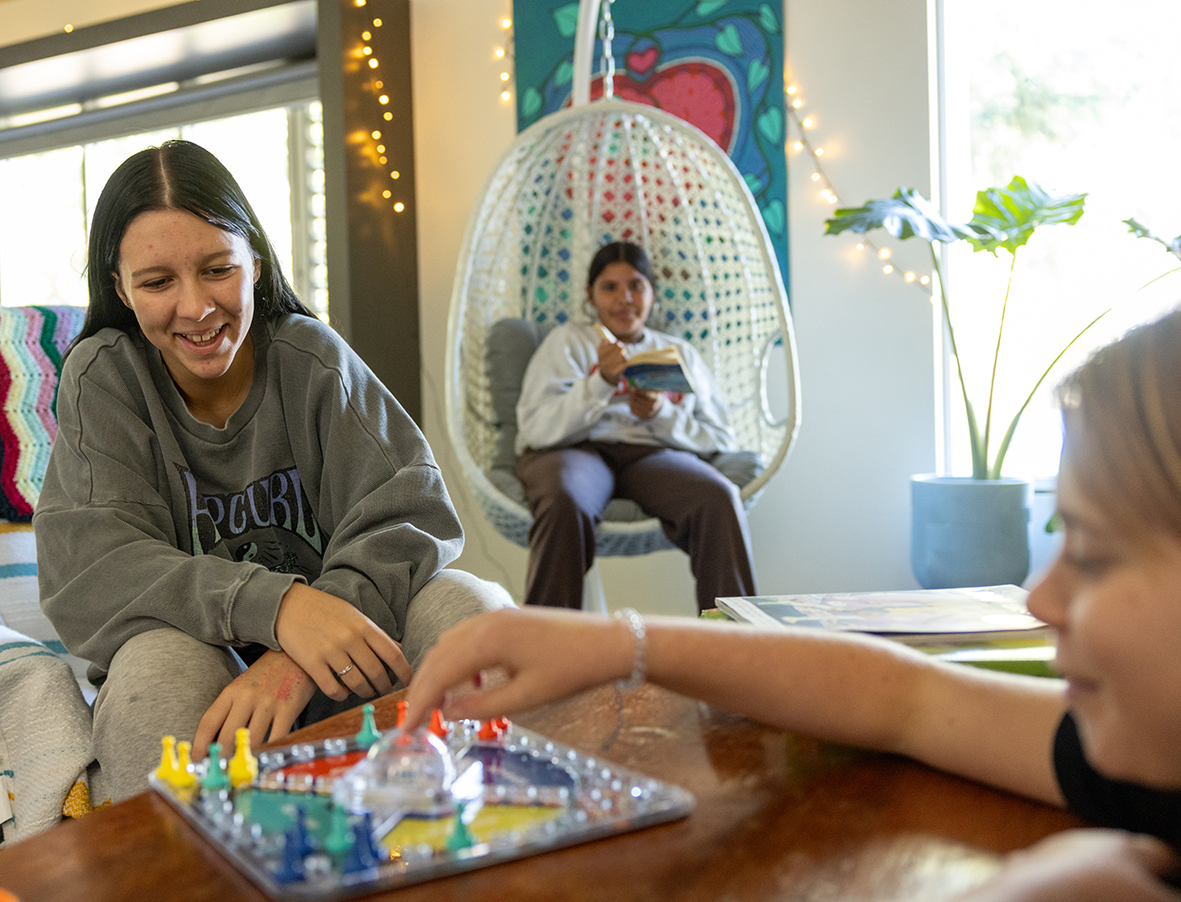 Esperance Residential College boarders playing games in the common room