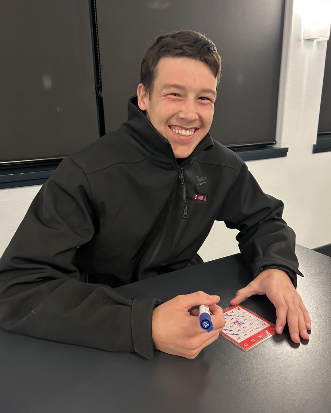 Happy Merredin Residential College boarder playing BINGO