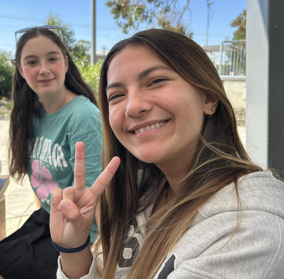Merredin Residential College boarders enjoying a picnic lunch.