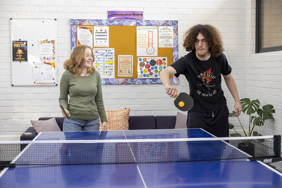 Boarders from Merredin Residential College playing ping pong.