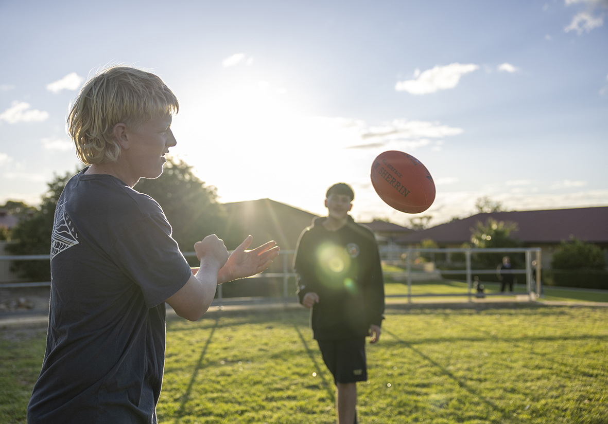 Merredin Residential College boarders can play football on the college oval.