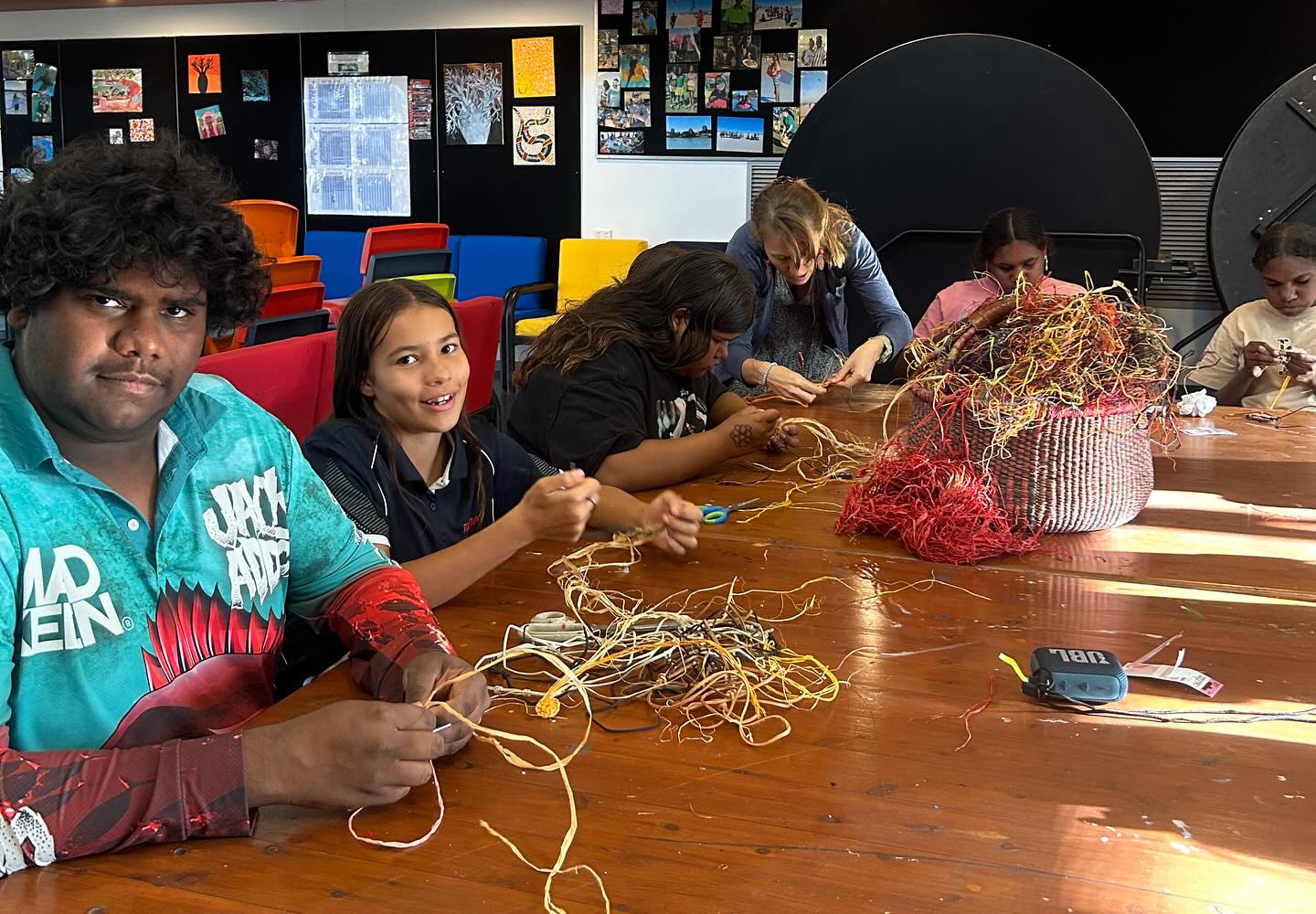 Broome Residential College boarders participating in a beading activity.