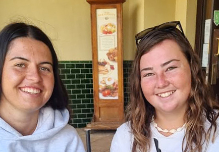 Smiling boarders from Geraldton Residential College having a milkshake.