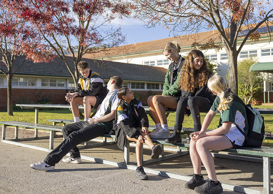 Narrogin Residential College students sitting at the high school.