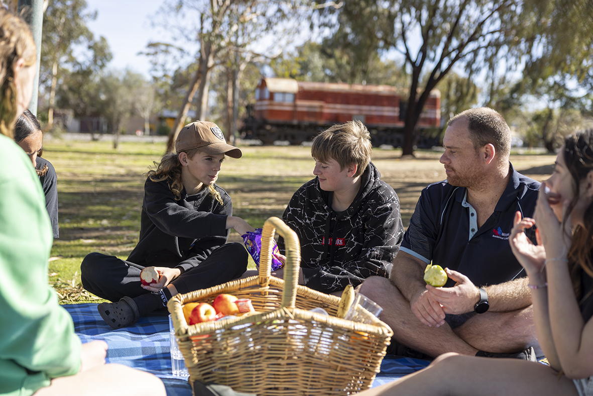 Boarding supervisors from Moora Residential College take boarders out on picnics on nice weekends.