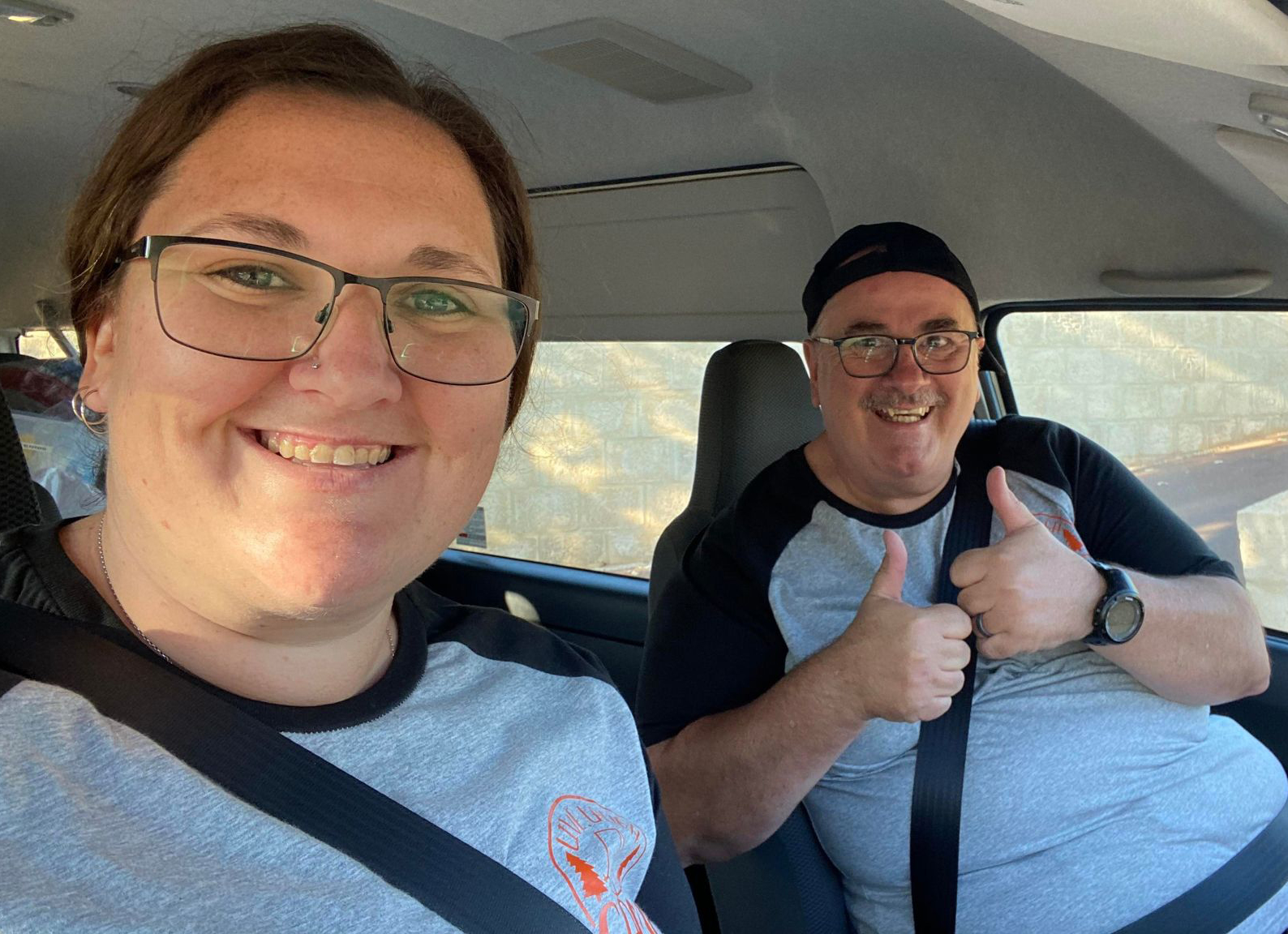 Boarding supervisors from Merredin Residential College driving the college bus.