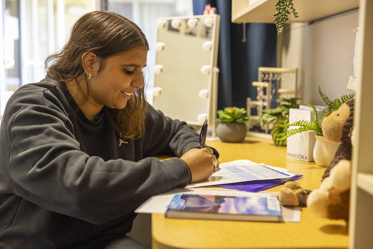 There is a study desk in every bedroom for boarders at Geraldton Residential College.