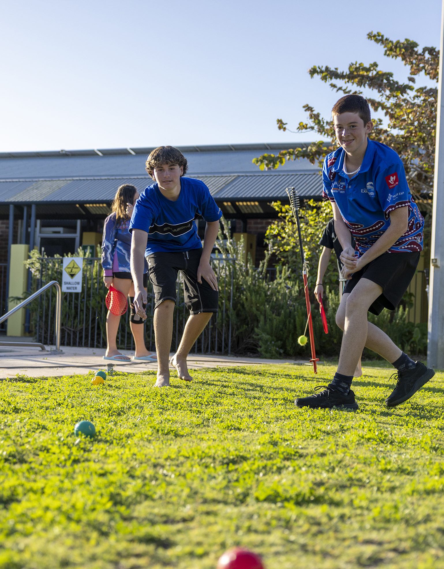 A game of boules by the pool at Geraldton Residential College.