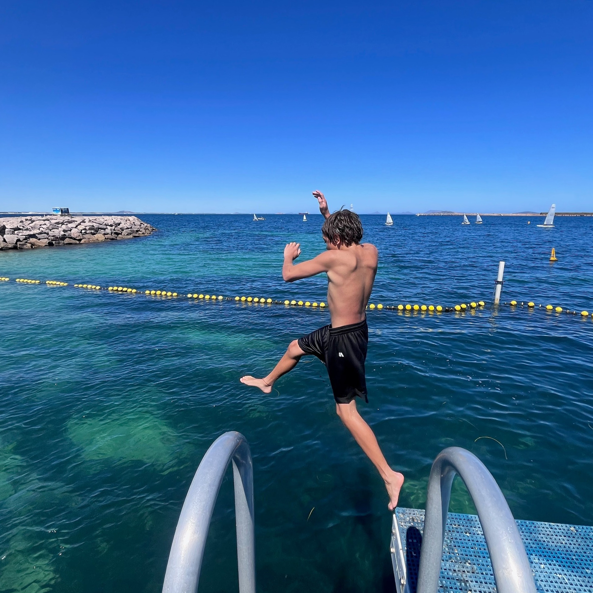 Jetty jumping is one of the favourite activities for our Esperance Residential College boarders.