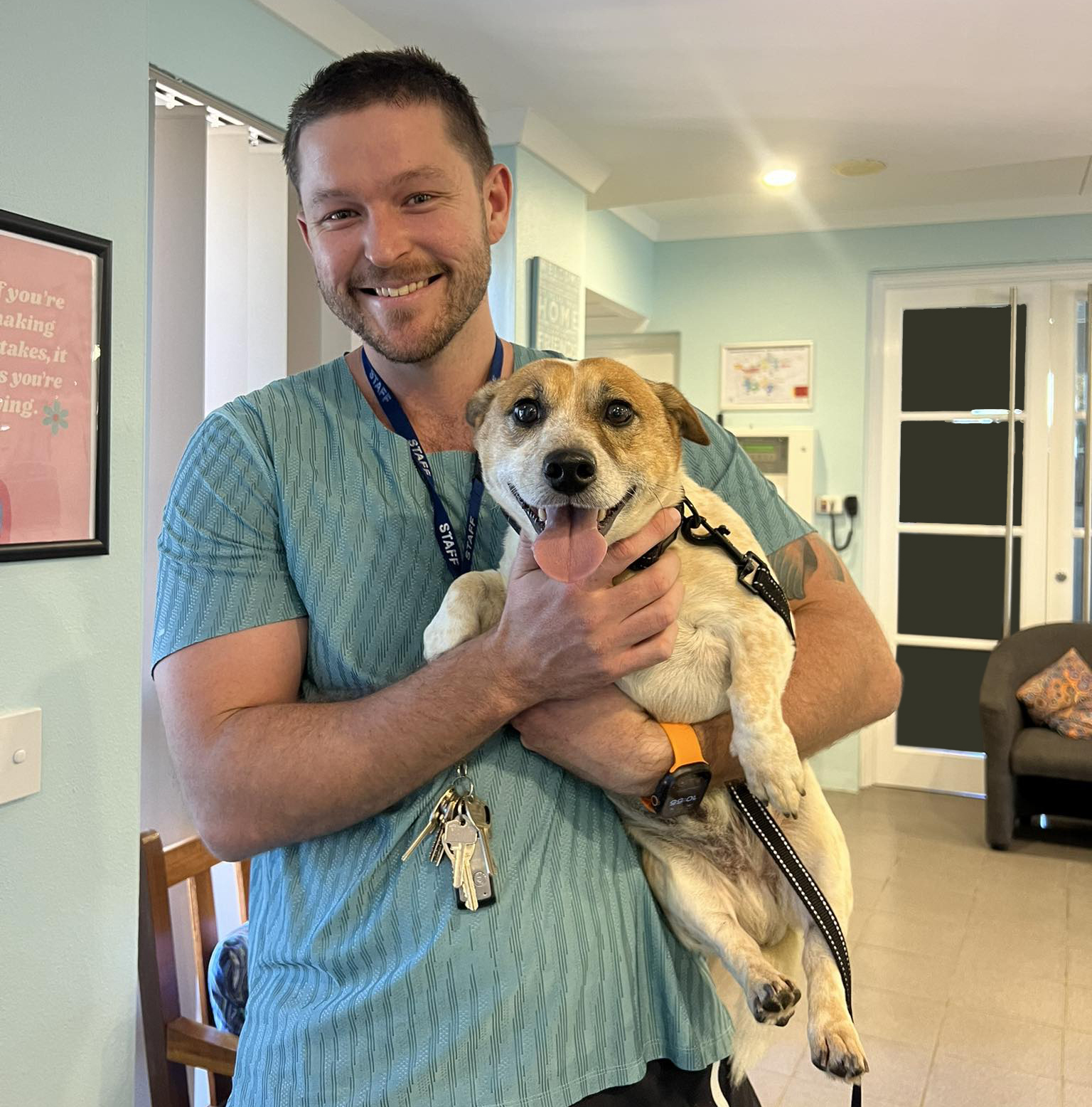 Milo the dog is a special visitor to Geraldton Residential College.
