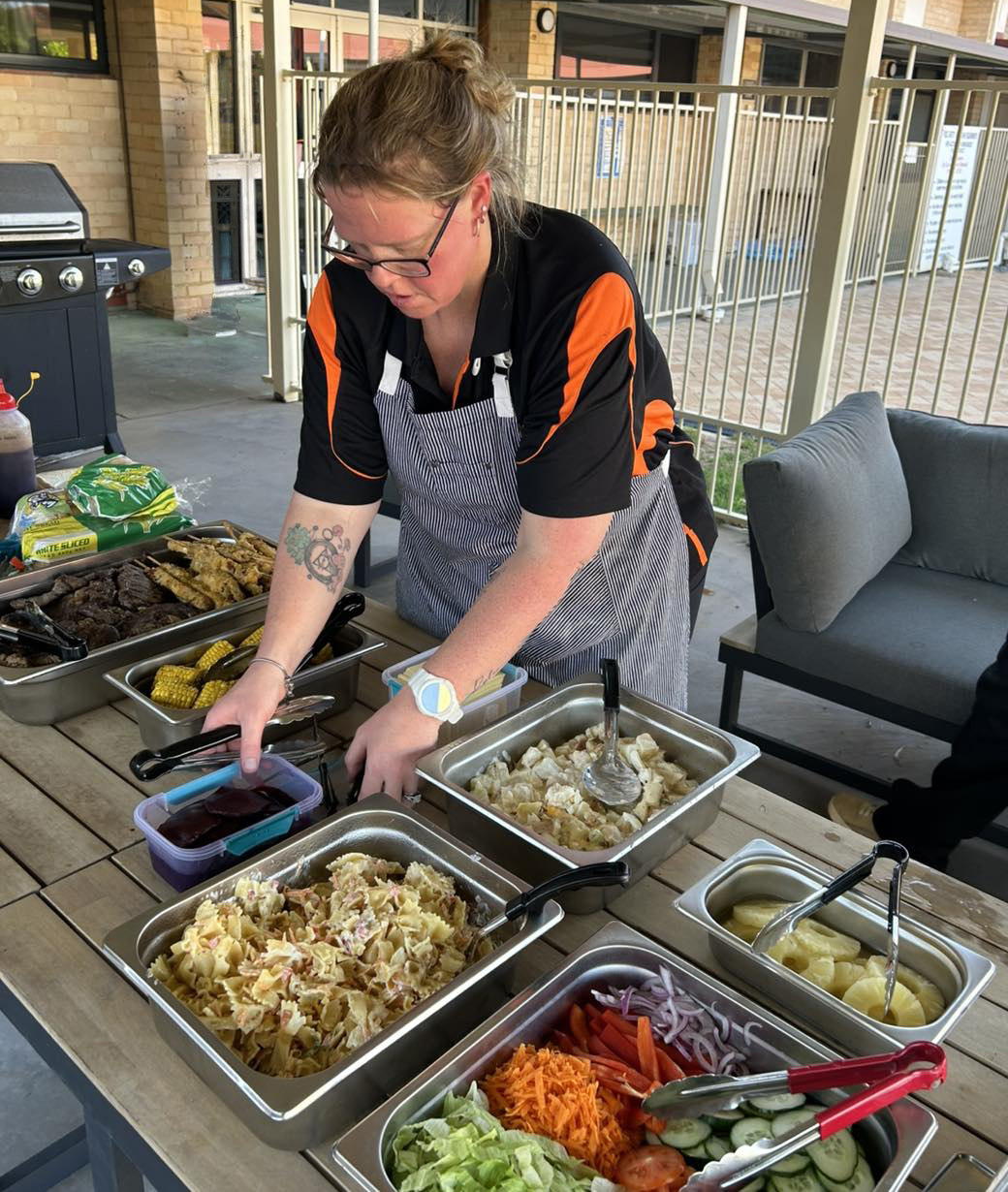 Merredin Residential College chef preparing a yummy bbq dinner
