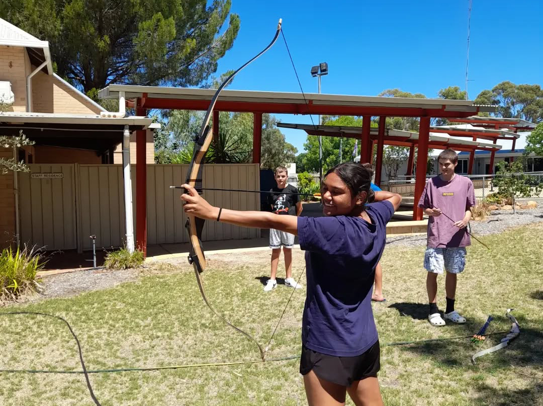 Northam Residential College boarders participating in an archery competition on the weekend.