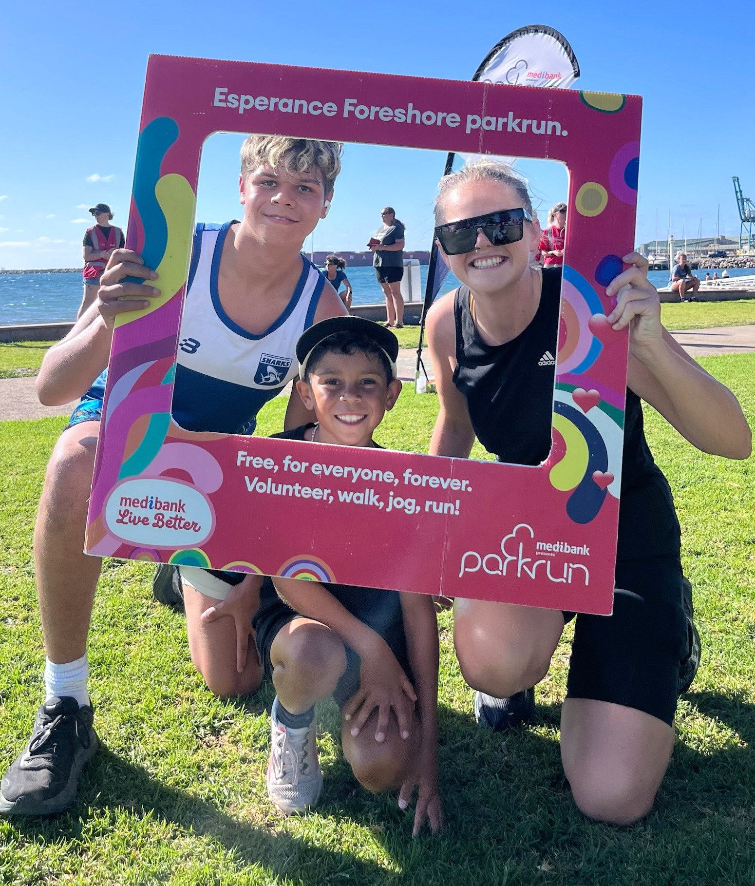 Esperance Residential College boarders and supervisors having a go at park run on the Esperance foreshore.