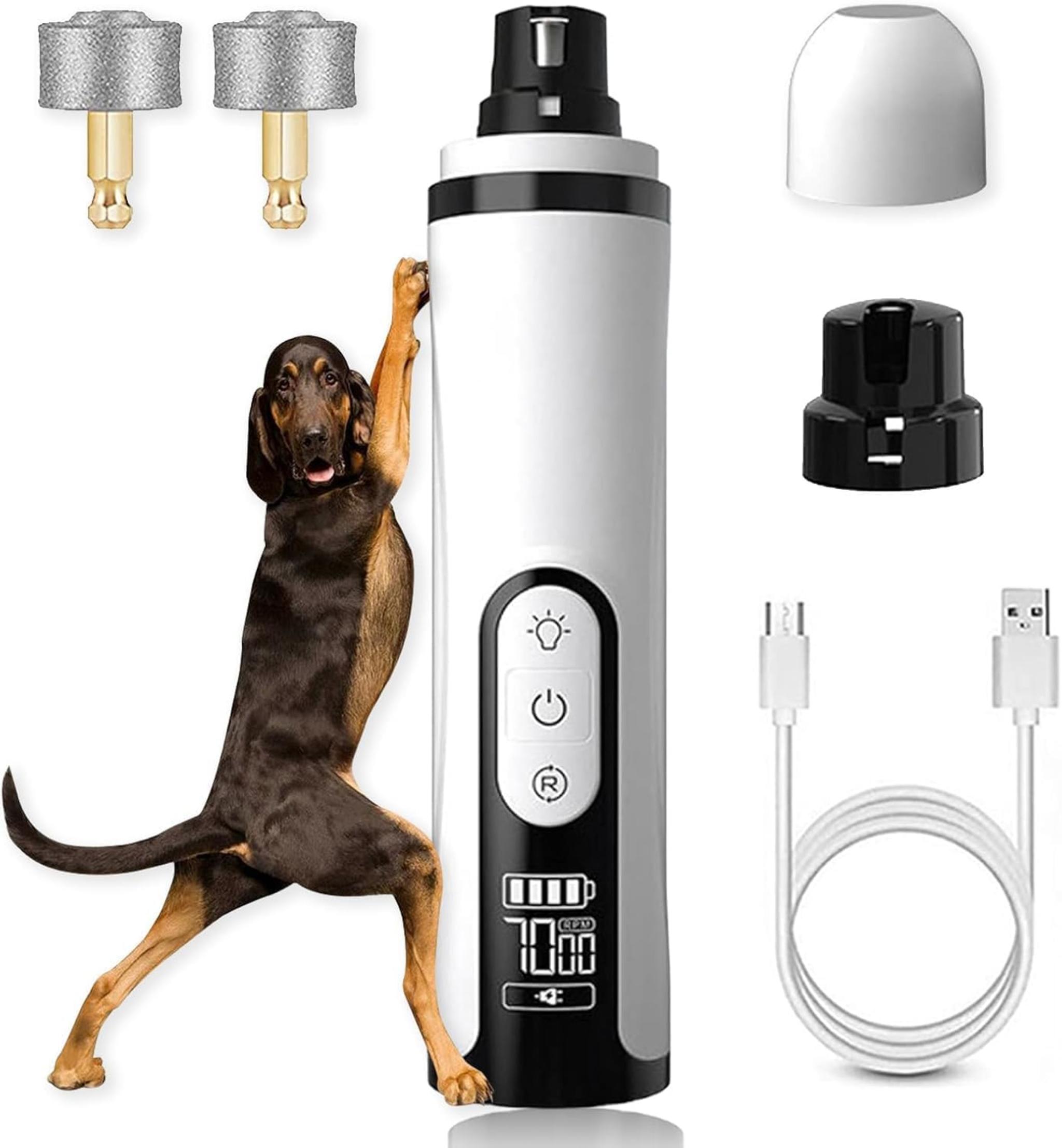 Pet Nail Grinder for Dogs & Cats - Rechargeable Silent Electric Trimmer