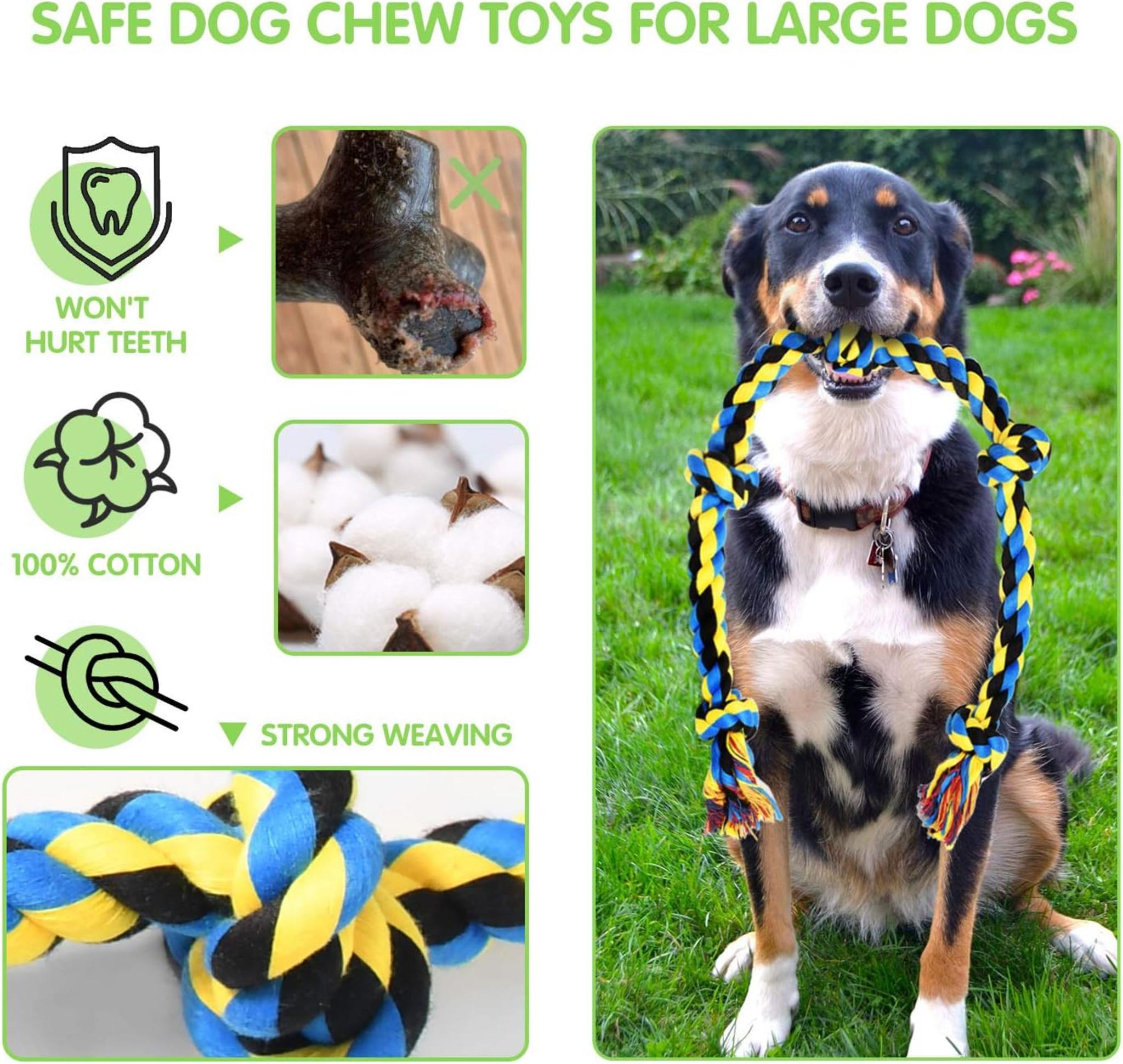 Natural Cotton Dental Toys | Interactive Tug of War Set for Medium to Large Breeds