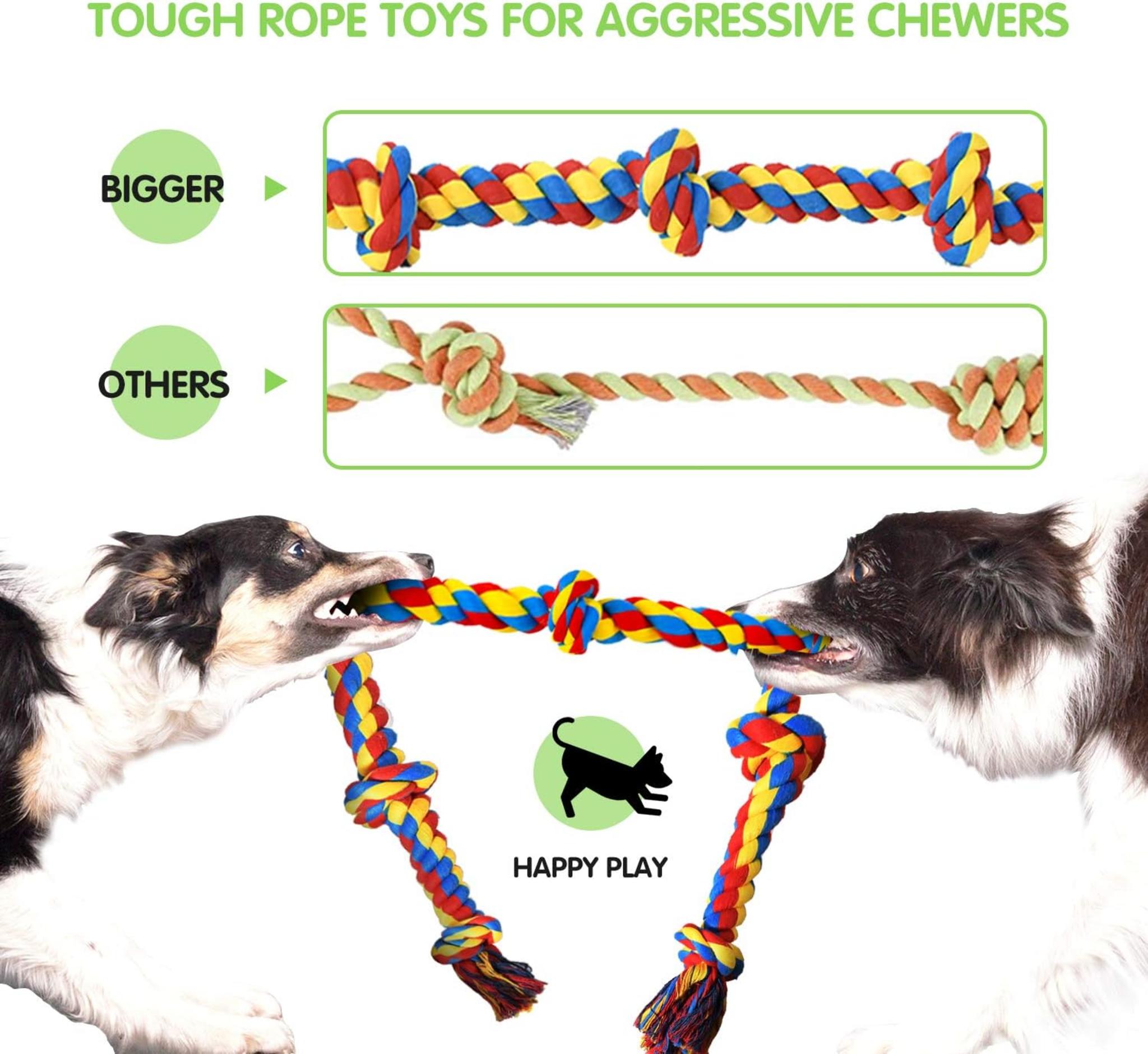 Natural Cotton Dental Toys | Interactive Tug of War Set for Medium to Large Breeds