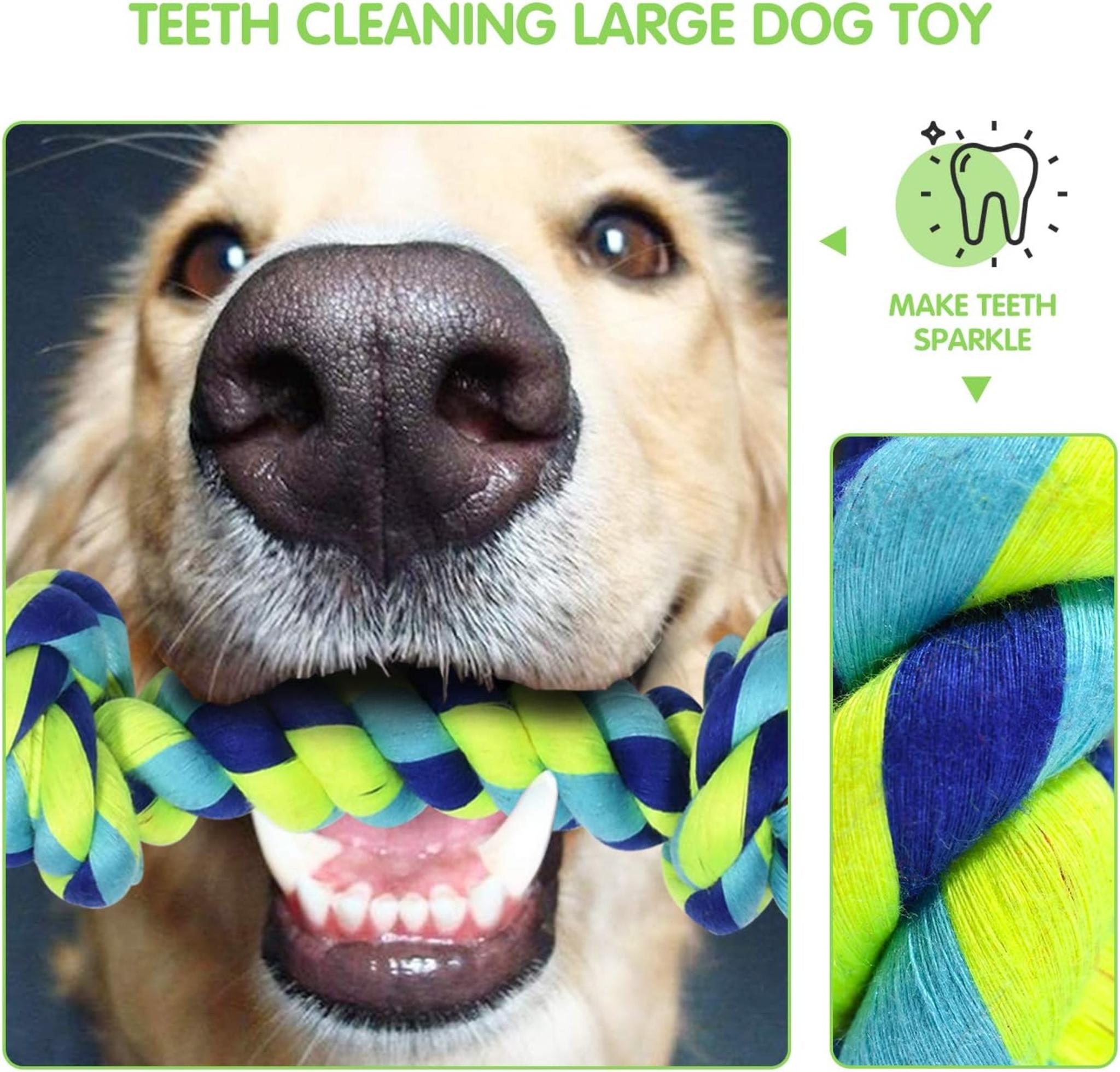Natural Cotton Dental Toys | Interactive Tug of War Set for Medium to Large Breeds