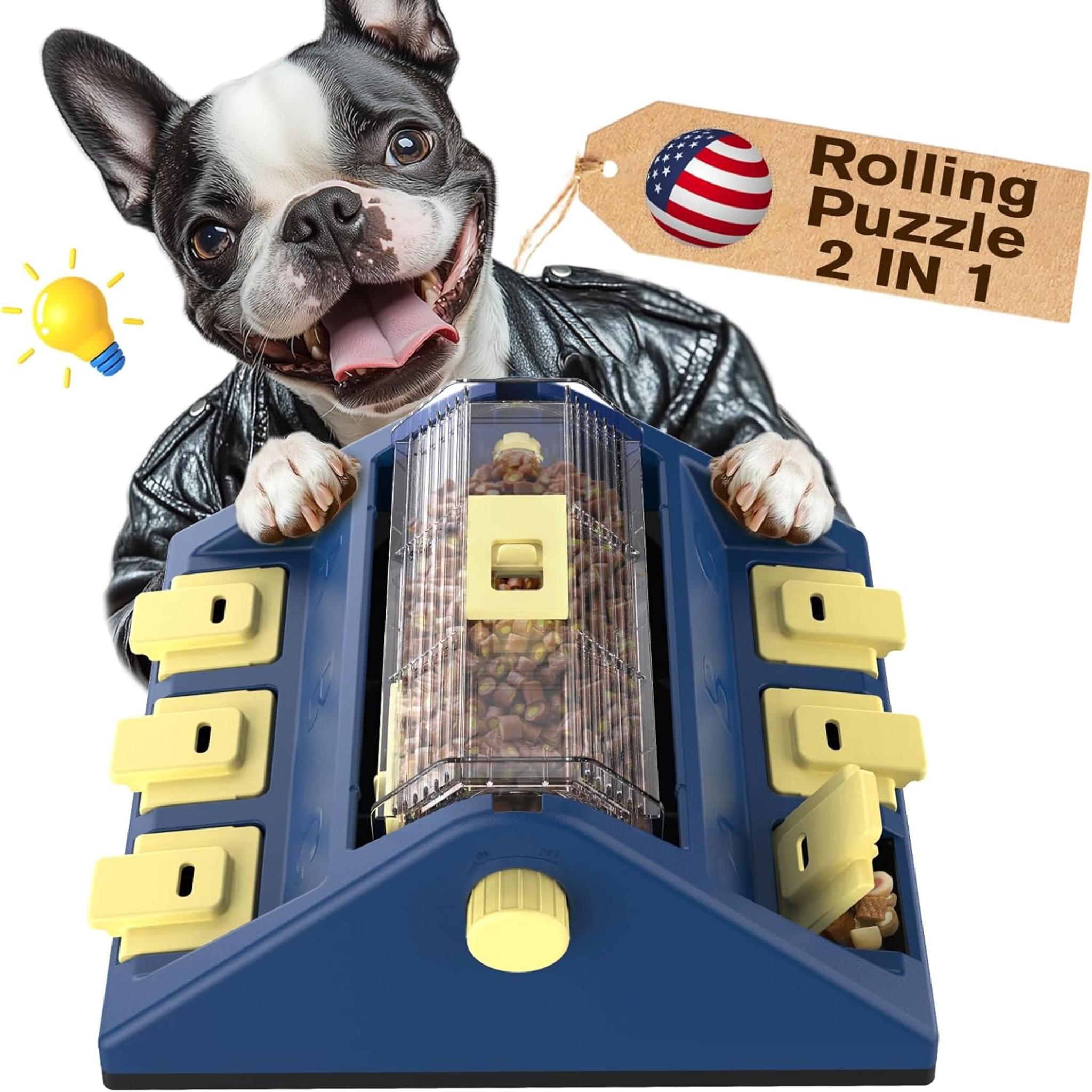 Dog Puzzle Toy 2-in-1 Slow Feeder - Interactive Treat Dispenser for Small & Medium Dogs