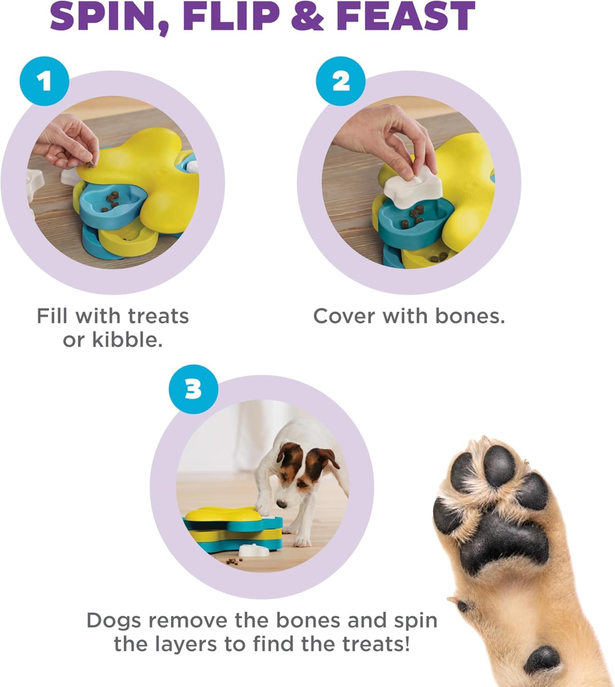 3-Tier Spinning Design - Adjustable Difficulty with Bone Covers | For All Dog Sizes