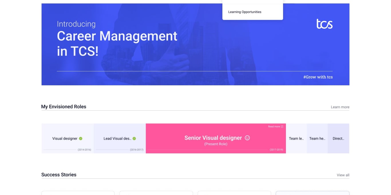 TCS Career Management Portal interface
