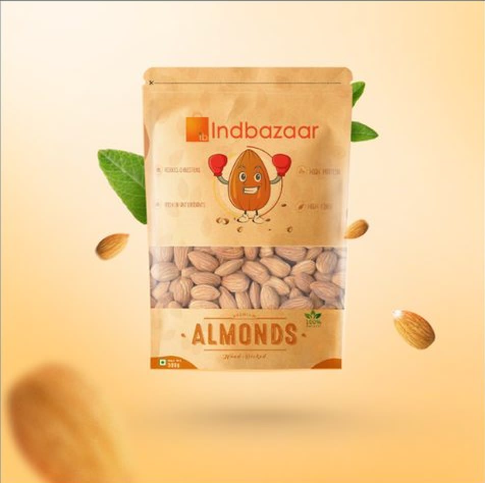 Indbazaar almond dry-fruit pouch packaging